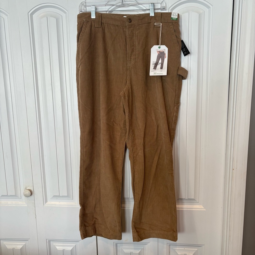 Regeneration Tan Corduroy Carpenter Straight Leg Pants Size 13/31‎